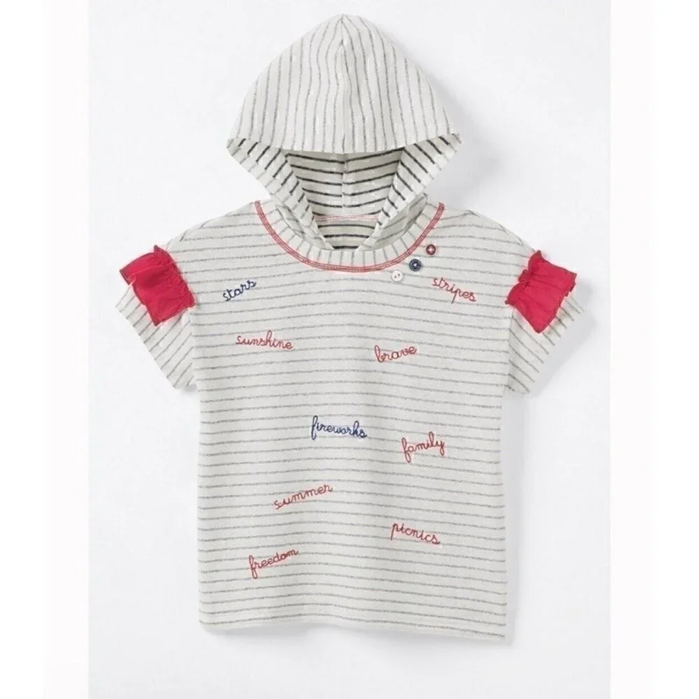 NWT Matilda Jane Blaire Striped Graphic Hoodie Top 14 Years